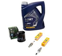 Kit d'entretien huile 4 l + filtre à huile + bougies d'allumage pour Kawasaki ki VN 800 VN800 Année de construction 1995-2006
