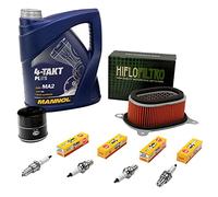 Kit d'entretien huile 4L + filtre à air + filtre à huile + bougies d'allumage pour Hon da XRV 750 XRV750 RD07 année de construction 1993-2003