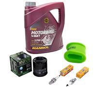 Kit d'entretien huile 4L + filtre à air + filtre à huile + bougies d'allumage pour Kawasaki KLE 500 KLE500 LE500A LE500AB année de construction 1991-2007