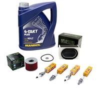 Kit d'entretien huile 4L + filtre à air + filtre à huile + bougies d'allumage pour Kawasaki ZR-7 750 F ZR-7 750 S ZR750FF ZR750FH année de construction 1999-2004