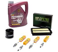Kit d'entretien huile 4L + filtre à air + filtre à huile + bougies d'allumage pour Suzu ki GSF 650 GSF650 Bandit WVCJ WVCZ année de construction 2007-2016