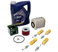 Kit d'entretien huile 4L + filtre à air + filtre à huile + bougies d'allumage pour Yamaha XJR 1200 XJR 1300 XJR1200 XJR1300 année de construction 1995-2006