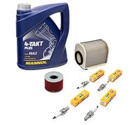 Kit d'entretien huile 4L + filtre à air + filtre à huile + bougies d'allumage pour Yamaha XJR 1200 XJR 1300 XJR1200 XJR1300 année de construction 1995-2006
