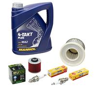 Kit d'entretien huile 4L + filtre à air + filtre à huile + bougies d'allumage pour Yamaha XV 535 H XV 535 N XV 535 SH année de construction 1988-1995