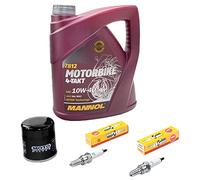 Kit d'entretien huile 4L + filtre à huile + bougies d'allumage pour Hon da CB 500 CB500 PC32 année de construction 1996-2003
