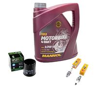 Kit d'entretien huile 4L + filtre à huile + bougies d'allumage pour Kawasaki GPZ 500 S GPZ500 S EX500A EX500D EX500DE 1988-2003