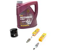 Kit d'entretien huile 4L + filtre à huile + bougies d'allumage pour Kawasaki VN 800 Classic VN800 année de construction 1995-2006