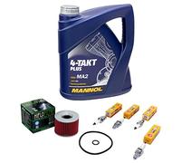 Kit d'entretien huile 4L + filtre à huile + bougies d'allumage pour Kawasaki ZR-7 750 F ZR-7 750 S ZR750FF ZR750FH années de construction 1999-2004
