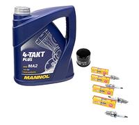 Kit d'entretien huile 4L + filtre à huile + bougies d'allumage pour Suzu ki GSF 1200 GSF1200 Bandit GV75A année de construction 1996-2000