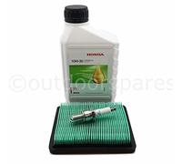 Kit d'entretien pour tondeuse à gazon Honda IZY 10W30 avec bouchon d'huile NGK et filtre à air de qualité
