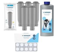 Kit d'Entretien Wessper Special Machine Espresso Comprimés de Détartrage, Détartrant et 5 Filtres compatibles avec AEG Bosch Krups