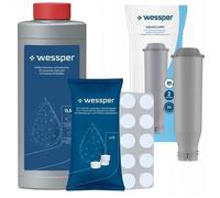 Kit d'Entretien Wessper Special Machine Espresso Comprimés de Détartrage Détartrant et Filtre compatibles avec AEG Bosch Krups