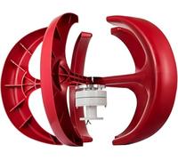 Kit d'éolienne à axe Vertical Rouge 12 V - Générateur triphasé à Aimant Permanent pour projets de Bricolage, expériences scientifiques et enseignement, Solution de Micro-énergie éolienne