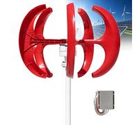 Kit d'éolienne Verticale Haute efficacité 16 000 W - Petit système triphasé CA 12 V/24 V/48 V/110 V/220 V avec contrôleur MPPT pour Solutions d'énergie renouvelable (Rouge, 12 V)