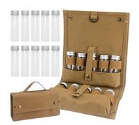 Kit D'épices de Camping, Ensemble D'épices de Voyage Portable 10 Pièces Bouteilles D'assaisonnement avec Sac de Rangement Pliable, Ensemble de Récipients à Condiments pour Voyage (Kaki)