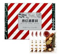 Kit D'épices pour Vin Chaud, 4 Sachets Pré-dosés, Épices Naturelles pour Vin Rouge et Cidre de Pomme, avec Cannelle, Noix de Muscade, Clous de Girofle et Anis Étoilé.