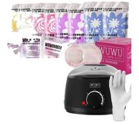 Kit d'épilation, 79 pièces, perles de cire lisses et soyeuses, chauffe-paraffine, 69 articles Noir