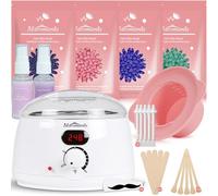 Kit d'épilation à la cire numérique pour épilation avec 4 paquets de perles de cire dure et pot en silicone pour tout le corps, les jambes, le visage, les sourcils, le bikini, kit d'épilation