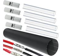 Kit d'épissure de fil pour pompe submersible et alimentation souterraine, 6 AWG 4 conducteurs | 2 ensembles : 8 connecteurs, 8 thermorétractables transparents à double paroi et 2 manchons extérieurs
