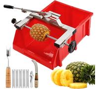 Kit d'éplucheur d'ananas - Outil d'épluchage de peau de fruits en acier inoxydable avec épaisseur réglable, extracteur des yeux en forme de V et lames de couteau pour des résultats professionnels