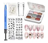 Kit d'éponges de peinture solide pour vernis à ongles - Art Pat Gradient manucure avec éponges et pince en métal pour la maison, adultes, filles, femmes