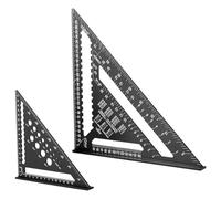 Kit d'équerre de charpentier 18 cm + 30 cm - Équerre de butée multifonction en aluminium - Règle triangulaire avec base en T et trou de perçage - 45°/90° - Rapporteur d'angle de menuisier - Outil de