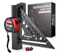 Kit d'équipe rapide menuisier Preciva avec limiteur angulaire, carrés multifonctions en aluminium + mètre 5 m + support de ceinture, outils de mesure pour bois et bricolage