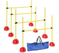 Kit D'agilité Pour Chien - 4 Obstacles Haies Réglables En Hauteur, Sac De Transport - Plastique Jaune Rouge