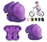 Kit d'équipement de protection pour enfants - Genouillères pour enfants - Avec protège-poignets et coudières - 6 en 1 - Pour skateboard, roller, hoverboard, vélo (violet)