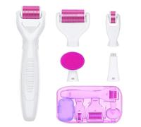 Kit Dermaroller 6 En 1 pour Femmes, Rouleau à Micro Aiguilles Rouleau avec Têtes Amovibles, Idéal pour le Visage, le Corps et les Yeux, Contre les Rides, les Cicatrices d'Acné et les Vergetures