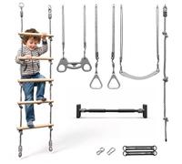 Kit d'escalade Aire de jeux6-en-1- HYPERMOTION - Sans perçage (88-120 cm) - Charge 100 kg - Bois & acier EN71