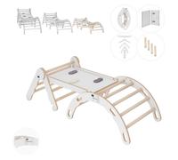 Kit d'escalade indoor, triangle d'escalade avec toboggan en bois, arc d'escalade, bébé enfant escalade, bascule arc-en-ciel avec toboggan, arc en bois