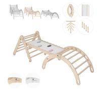 Kit d'escalade indoor, triangle d'escalade avec toboggan en bois, arc d'escalade, bébé enfant escalade, bascule arc-en-ciel avec toboggan, arc en bois