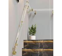 Kit d'escalier en acrylique transparent - Garde-corps antidérapant en cristal transparent pour escaliers d'intérieur disponible en longueurs de 0,9 m à 6,1 m, finition dorée sans bulles, 220 cm