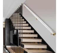 Kit d'escalier en acrylique transparent - Rampe intérieure antidérapante de 0,9 m à 6,1 m de long, cristal transparent avec finition dorée, idéal pour les escaliers, installation facile, design sans