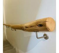 Kit d'escalier en bois massif naturel - Rampe murale antidérapante avec supports de rail - Garde-corps de soutien pour personnes âgées - Pour loft intérieur et couloir