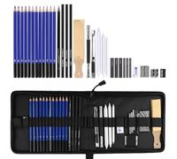 Kit Dessin 33 Pièces, Crayons Croquis pour Artistes et Débutants | Coffret dessin complet avec crayons graphite, fusains et accessoires, trousse zippée portable pour adultes et enfants