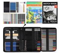 Kit Dessin Professionnel,76PCS Art Set avec Crayons de Couleur,Crayons Aquarelles,Graphite,Carnets de Croquis,Malette Dessin