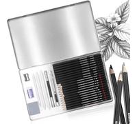 Kit Dessin Professionnel Crayon Graphite Grades 2H à 8B, Crayon Dessin pour Croquis, Crayons et Écriture, pour Artistes et Amateurs, Set de 29