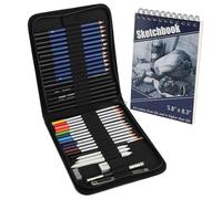 Kit Dessin Professionnel, ensemble de 41 crayons à dessin et à croquis avec bloc à dessin, graphite, fusain et crayons de couleur | Fournitures artistiques professionnelles pour adultes et enfants