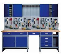 Kit d'établi Küpper 70412-7, Largeur 240 cm, Bleu Outremer, composé d'un établi, d'une Armoire Suspendue et de 2X parois perforées