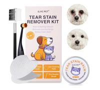 Kit détachant pour chiens et chats - Comprend un baume anti-taches, un peigne, une brosse à poudre et 20 tampons en coton - Nettoie en douceur, réduit les rougeurs, prévient les futures taches et