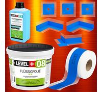 Kit d'étanchéité 7 kg de film liquide, bande d'étanchéité de 5 m, 2 coins intérieurs, 1 coin extérieur, 3 manchettes murales, 1L d'apprêt, douche, salle de bain, cuisine SET342