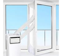 Kit d'étanchéité de tuyau d'échappement de climatisation mobile avec fermeture éclair, double tuyau d'étanchéité de fenêtre pour porte de balcon et terrasse, noir (3 mètres)