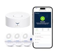 Kit détecteur de Fuite d’Eau WiFi,1 passerelle et 3 capteurs d’Eau sans Fil | alertes via application, alarme 115 dB, détection de fuite IP67 pour sous-sol, cuisine, salle de bain, buanderie, évier