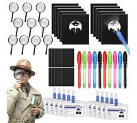 Kit Détective Enfant 50 Pièces, avec Stylo UV Carnet de Notes Cartes D'identité de Détective avec Clip Loupes, Kit Espion Enfant pour Jeu de Rôle de Détective Cadeaux d'anniversaire pour Enfants