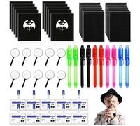 Kit Détective Enfant 50 Pièces, Loupes et Carnet de Notes, Cartes d'Identité avec Clip, Stylo, Cadeau Anniversaire Jeu de Rôle