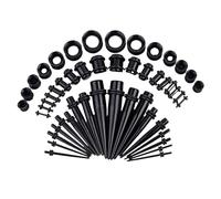 Kit d'étirement d'oreille en acrylique, silicone 50 pièces: écarteurs légers, tunnels et plugs pour extenseurs de démarrage | Bijoux de piercing de corps, ensemble de jauges de boucles d'oreilles pour
