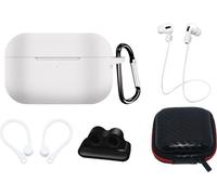 Kit d'étuis en silicone pour AirPods Pro 2 / AirPods Pro 1 + étui / crochet d'oreille / tour de cou / support de bracelet de montre / mousqueton - Blanc