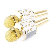 MAX KM01 Kit Deux Microphones Karaoké Micro Sans Fil Bluetooth - Doré
